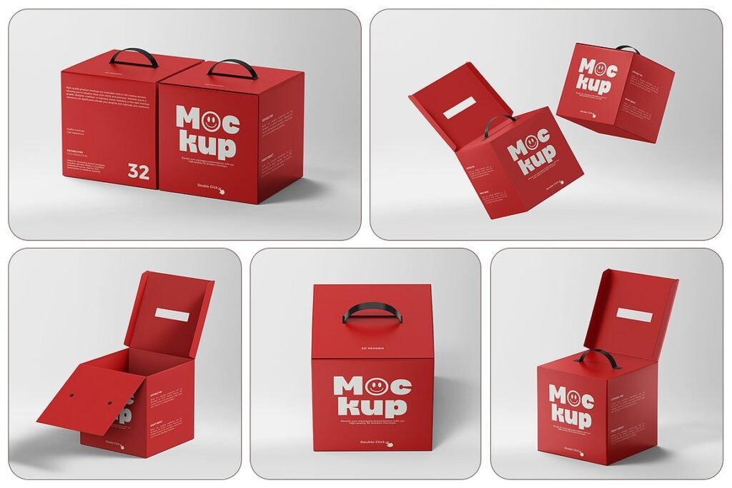 Cardboard Box Mockup with Handle