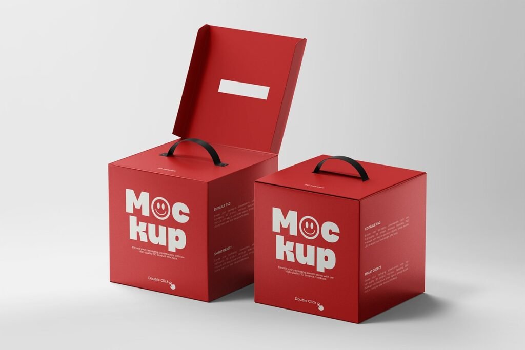 Cardboard Box Mockup with Handle