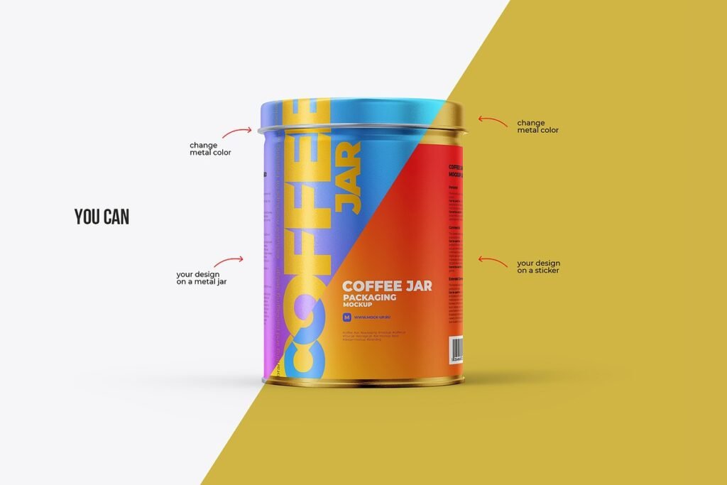 Metallic Storage Jar Mockup 3