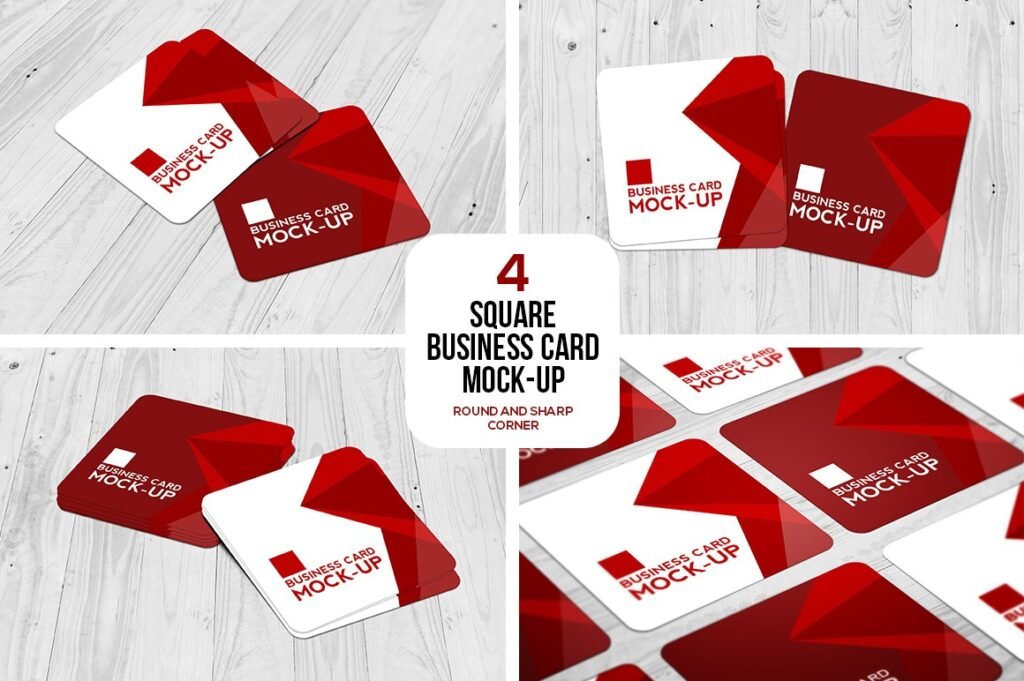 Square Business Card Mockups 3