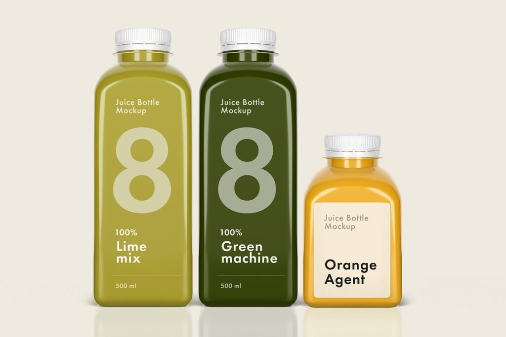 Stylish Juice Bottle Mockup Set for Branding