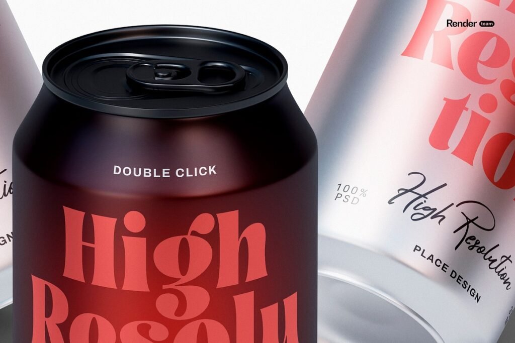 Realistic Metal Soda Can Mockup for Product Shots
