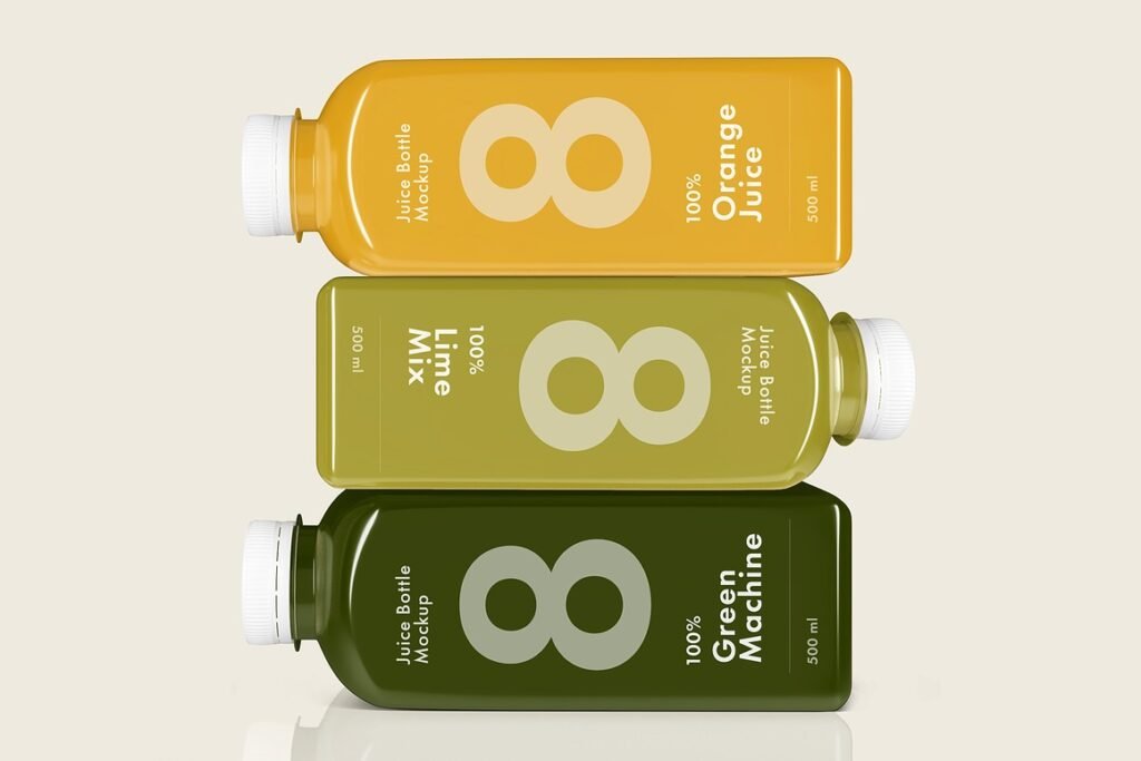 Stylish Juice Bottle Mockup Set for Branding