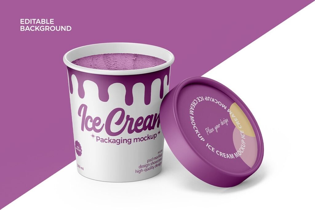 High-Quality Ice Cream Tub Mockup