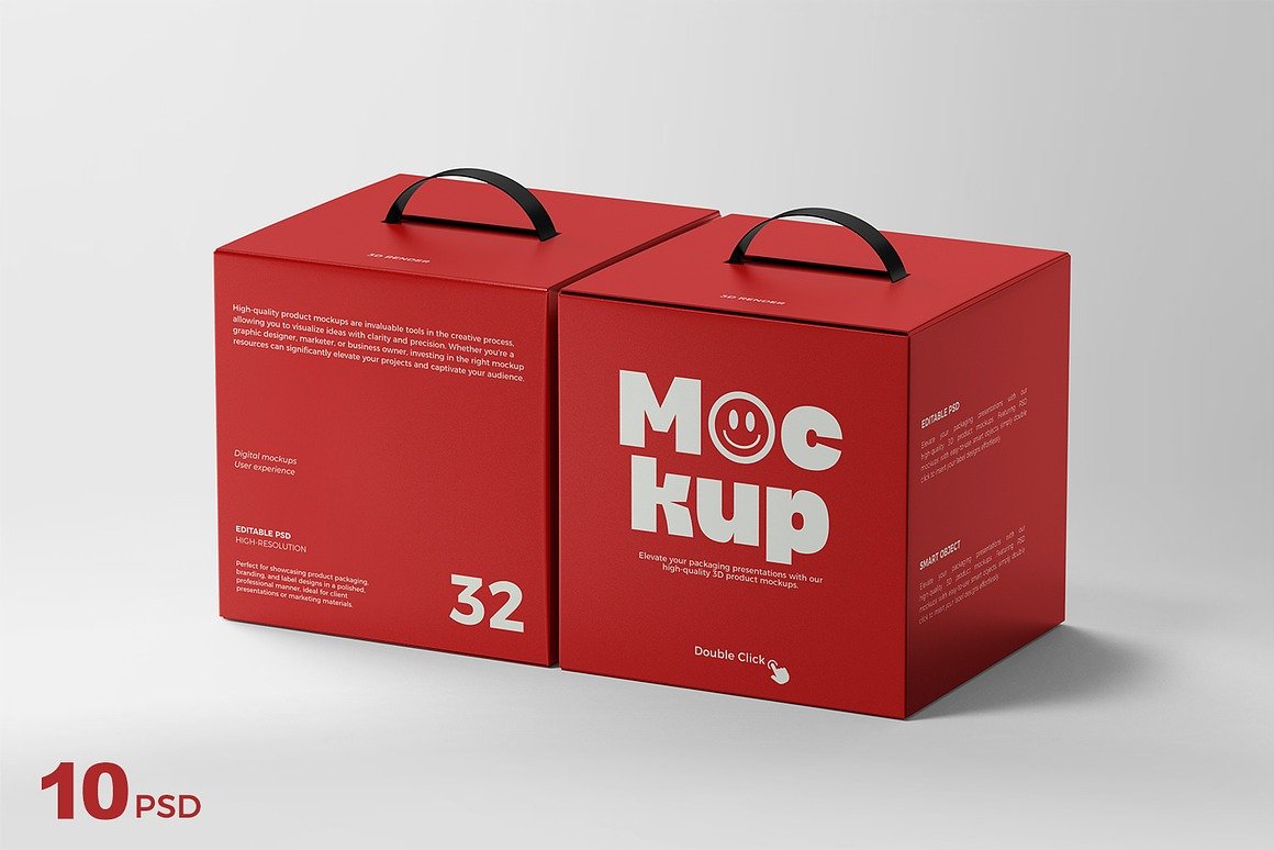 Cardboard Box Mockup with Handle