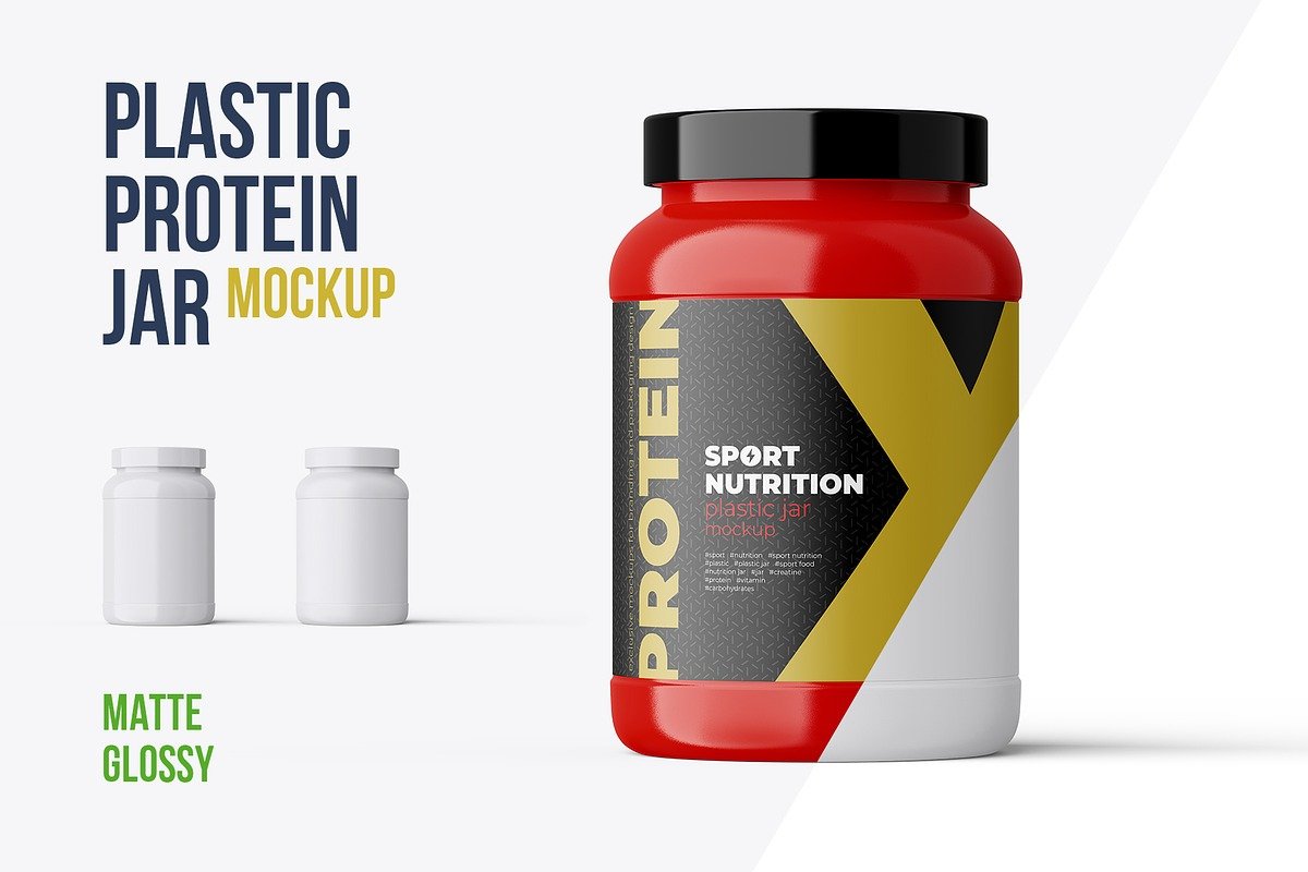 Sport Nutrition Plastic Jar Mockup