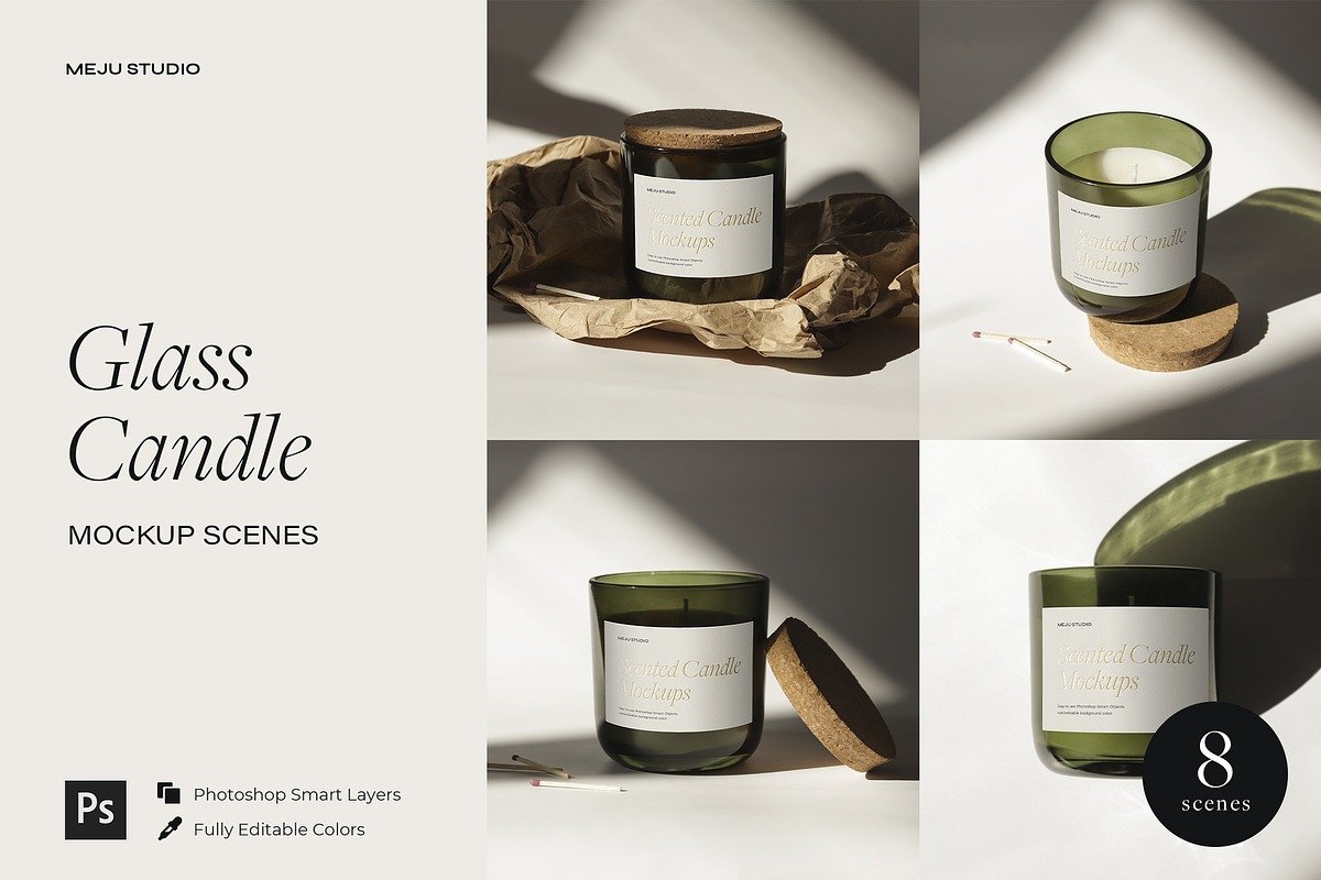 Glass Candle Mockup PSD