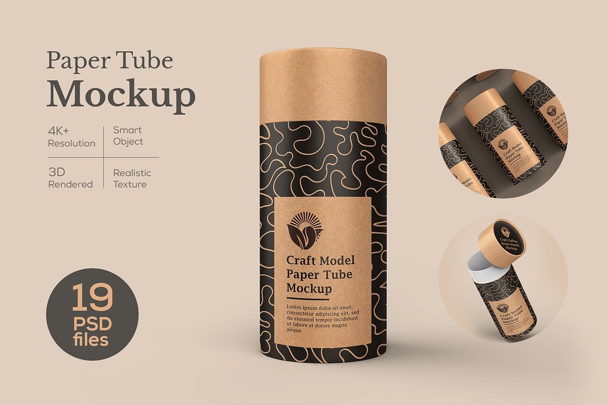 Paper Tube Mockup PSD