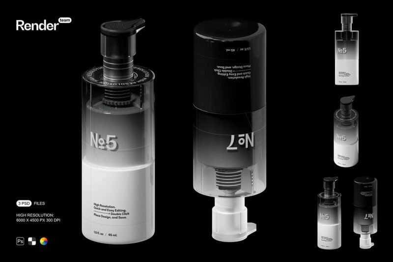 Customizable Dispenser Bottle Mockup for Product Shots