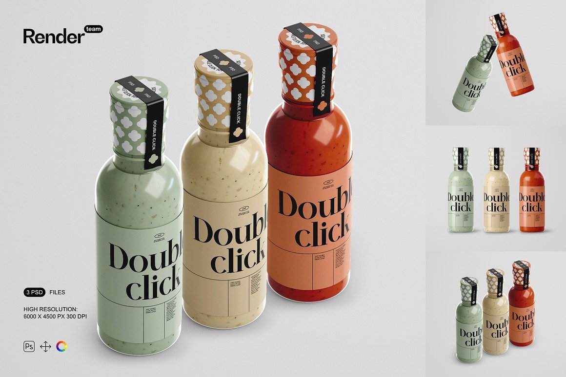 Sauce Bottle Mockup Set
