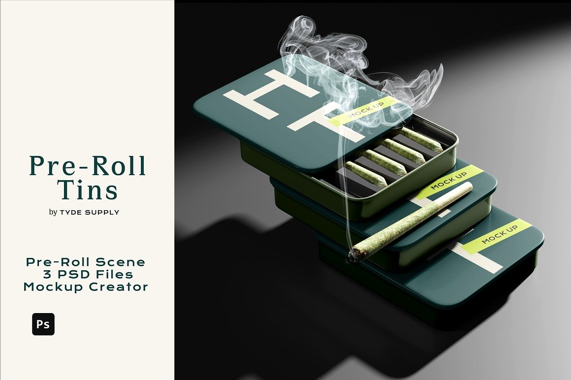 Tins Pre-Roll Cannabis Mockup