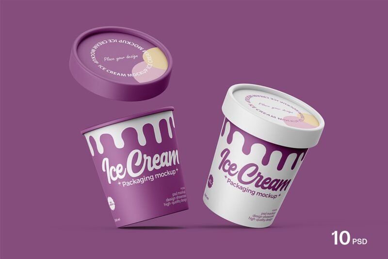High-Quality Ice Cream Tub Mockup