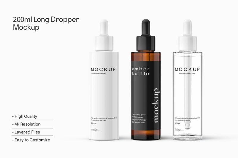 Long Dropper Bottle Mockup Realistic Product Visuals